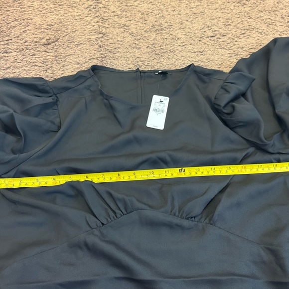 Express Black Fit Flare Puff Sleeve Dress A Line Mini Size S M L NEW $78 - Picture 13 of 16